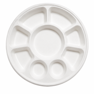 Plateau à neuf compartiments écologique jetable en bagasse de canne à sucre, récipients de service alimentaire divisés pour les fêtes et les événements de traiteur - Product Image 2