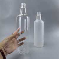 Vente en gros de bouteilles de vin, de champagne et de whisky en plastique transparent de luxe à col long, 750 ml, PLA givré