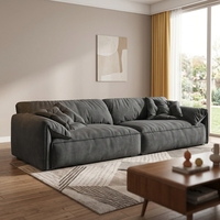 Italienisches Kunstleder & Stoff Gepolstertes Elefantenohr-Sofa - Minimalistisches Creme-Ecksofa für Hotel & Villa Luxus-Wohnzimmer