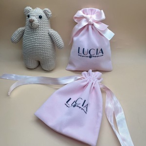 Sacs de luxe personnalisés en velours blanc et daim avec ruban rose, échantillon <span class=keywords><strong>gratuit</strong></span> pour emballage <span class=keywords><strong>cadeau</strong></span> et bonbons - Product Image 4