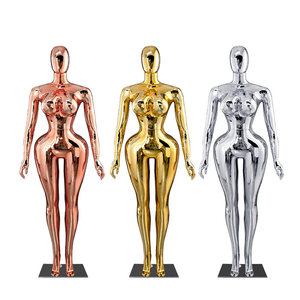 <span class=keywords><strong>Mannequin</strong></span> <span class=keywords><strong>femme</strong></span> <span class=keywords><strong>grande</strong></span> <span class=keywords><strong>taille</strong></span> plaqué or pour vitrine, corps entier, poitrine et hanches généreuses, forme de robe en plastique détachable - Product Image 1