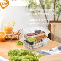 Boîte à fruits en plastique bio PLA transparente compostable et biodégradable avec gaufrage, forme personnalisée, épaisseur 40, 1000ml/1500ml/2000ml
