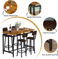 Ensemble de table à manger et de 4 chaises, mobilier de salle à manger moderne, ensemble de table à manger avec tabourets à dossier pour le petit-déjeuner, le déjeuner et le dîner, vente chaude