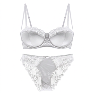 Wholesale Women's White Satin Lace Bra and Panty <b>Set</b> Push up <b>Sexy</b> Bra <b>Set</b> French Style Elegant Intimates Lingerie <b>Set</b> OEM ODM - Product Image 2