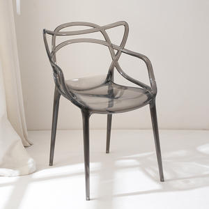 Silla de comedor moderna de plástico transparente con respaldo, muebles minimalistas de estilo nórdico para el hogar, uso para adultos, diseño ligero de lujo - Product Image 2