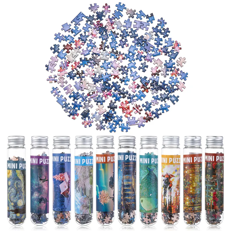 Custom 100pcs 150pcs 234pcs Personalized Jigsaw Puzzle Box Game Test Tube Packaging Educational Toys Mini Puzzle