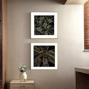 简约现代80*80厘米墙板亚克力版画框架抽象几何帆布油画艺术绘画
