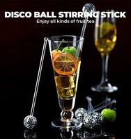 En gros, bâtonnets mélangeurs de boissons en verre effet boule disco, jetables, ensemble d'accessoires de bar pour mariages et bars