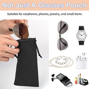 Étui à lunettes rectangulaire en microfibre Hoiny, 6 pièces, étui souple à cordon pour lunettes de soleil, 2 chiffons de nettoyage, unisexe adulte, 6-8,9 pouces - Product Image 3