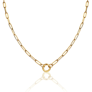 Kalung Penahan Liontin Lapis Emas 18k Anti Kusam, Perhiasan Wanita Minimalis, Kalung Rantai Paperclip Baja Tahan Karat dengan Kancing Tekan - Product Image 5