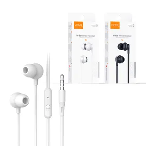 VÍDVIE Barato de Alta Qualidade Preto Branco In-Ear 3.5mm Jack Com Fio Estéreo Baixo Fone De Ouvido Headset Ecouteur Avec Fil Com Mic