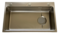 Évier de cuisine moderne tendance de luxe en acier inoxydable SUS304, évier multifonction à cuve unique avec cuve rectangulaire