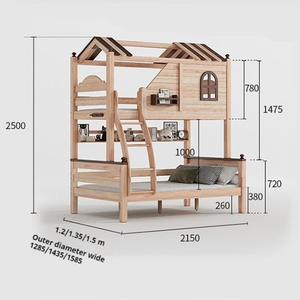 Cabane dans les arbres <span class=keywords><strong>lit</strong></span> superposé en bois massif pour enfants avec <span class=keywords><strong>toboggan</strong></span> familial <span class=keywords><strong>lit</strong></span> superposé <span class=keywords><strong>lit</strong></span> <span class=keywords><strong>haut</strong></span> et bas - Product Image 4