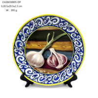 Assiette en céramique décorative 3D à motif de fruits avec support de présentation disponible