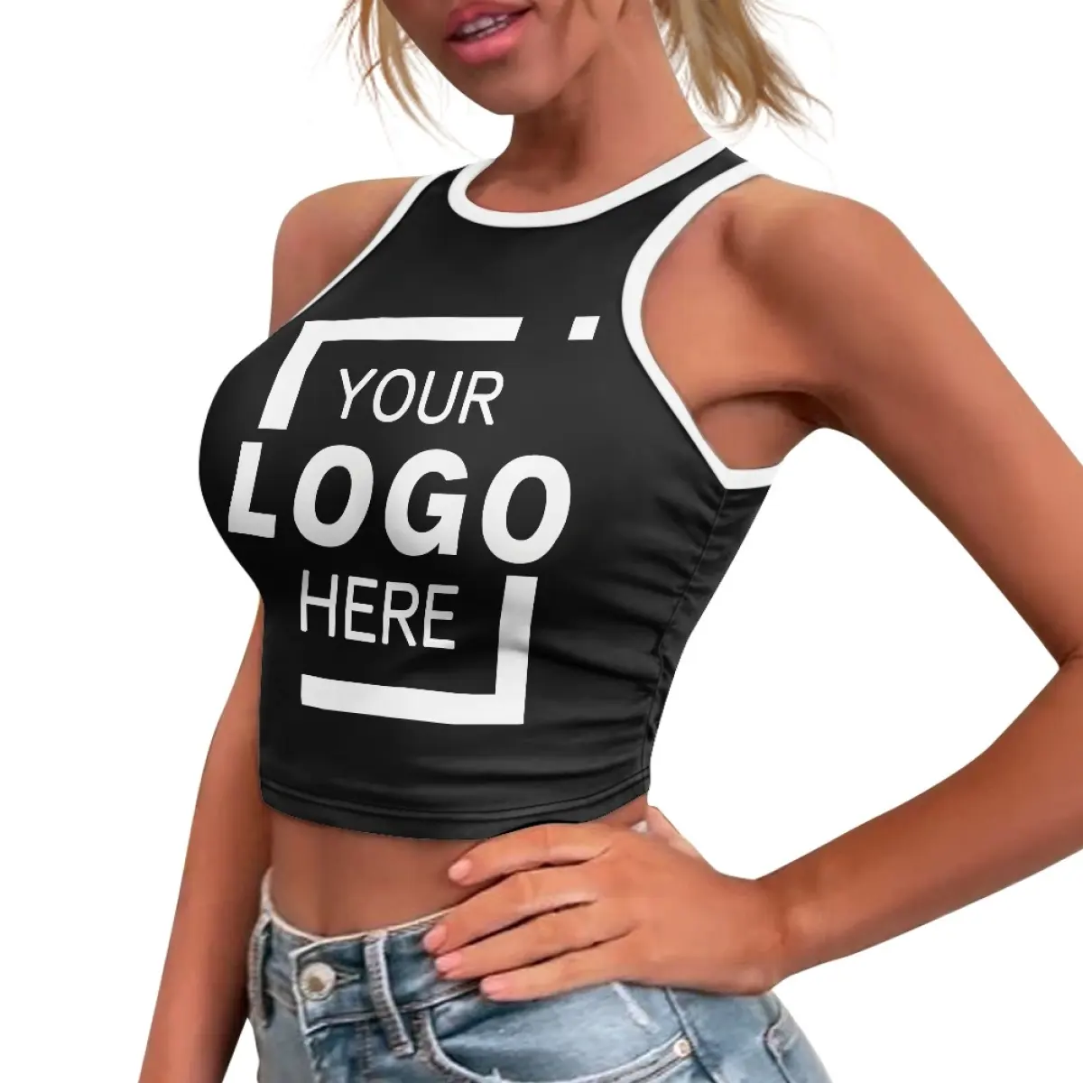 Factory Supply T-Shirt Print On Demand Fashionable Versatile X-Shaped Back Design Tight-Fitting Vest Midriff-Baring Crop Top