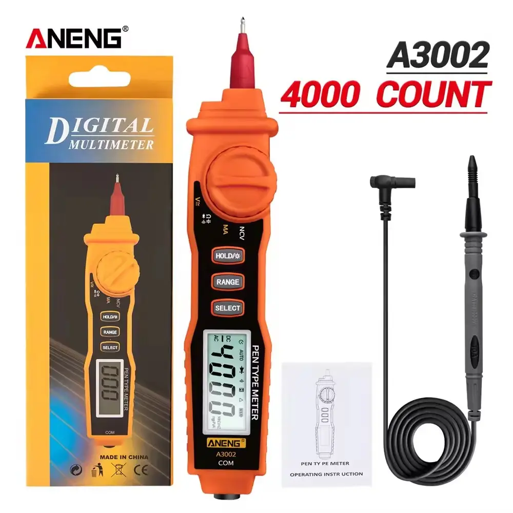 ANENG A3002 Stift Typ 4000 Zählung mit kontaktloser AC/DC-Spannungs-Widerstands-Diode Kontinuitätsmessgerät Digital-Multimeter