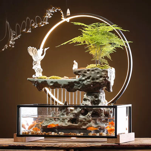 Ornamento <span class=keywords><strong>de</strong></span> cascada <span class=keywords><strong>de</strong></span> roca <span class=keywords><strong>de</strong></span> cerámica para interior, fuente <span class=keywords><strong>de</strong></span> <span class=keywords><strong>agua</strong></span> <span class=keywords><strong>de</strong></span> cascada <span class=keywords><strong>de</strong></span> humo con luz, pecera para decoración <span class=keywords><strong>de</strong></span> escritorio para el hogar y la Oficina - Product Image 4