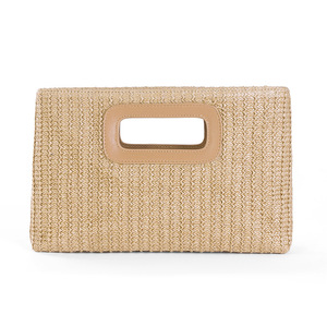 Sac de plage en paille naturelle tressée pour femme, sac à main d'été avec poignée en cuir, bandoulière amovible - Product Image 3
