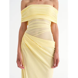 Private Label Customization Strapless Woven Bodice Cowl <b>Waist</b> Shoulder Maxi <b>Dress</b> Ladies OEM ODM Elegant Apparel - Product Image 5