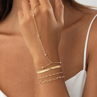 Ensemble de bracelets chaîne dorés style Ins de luxe léger pour femmes, élégant, polyvalent et tendance, pour superposition et empilage