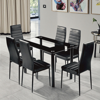 Table à manger rectangulaire en verre trempé de luxe OEM & ODM pour salle à manger d'hôtel avec pieds en métal, ensemble de meubles modernes avec 4 chaises