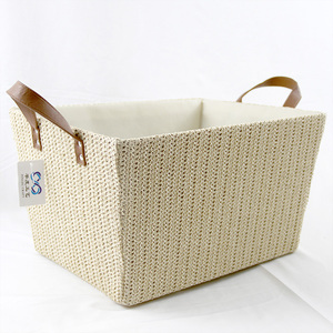 Boîte de rangement domestique avec panier en tissu pour vêtements <span class=keywords><strong>Design</strong></span> tissé en corde de <span class=keywords><strong>papier</strong></span> - Product Image 1