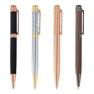 Stylo bille métallique de luxe pour affaires en or rose, largeur d'écriture 1,0 mm, impression de logo personnalisable - Product Image 1