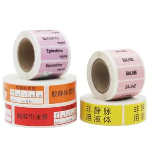Venta al por mayor de impresión personalizada autoadhesivo troquelado rollo impermeable vinilo receta etiqueta adhesiva para la medicina