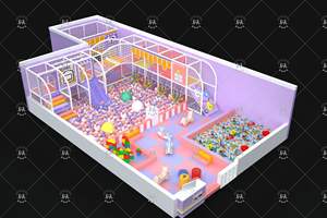 Zoete Kleuren Snoep Thema Ondeugend Kasteel Kinderen Zachte Speeltuin Indoor Speelcentrum Kleine Indoor Speeltuin met Glijbaan en Ballenbak - Product Image 6