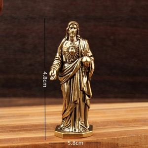 Ensemble de statues vintage en laiton de Jésus et de la Vierge Marie - Décoration religieuse artisanale pour la maison - Product Image 3