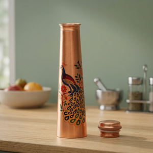 ขวดน้ำทองแดงลายนกยูงสไตล์โอเรียนเต็ลแบบพกพาสำหรับใช้ในบ้าน - Product Image 5