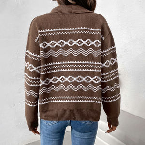 Hiver <span class=keywords><strong>original</strong></span> style nordique vintage Fair Isle Christmas Tree design loose knit sweater jacket full-zip cardigan - Product Image 2