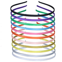 Groothandel 5mm 0,5cm brede hoofdbanden van stof voor dames en meisjes, DIY metalen haarbanden accessoires, effen satijnen hoofdband