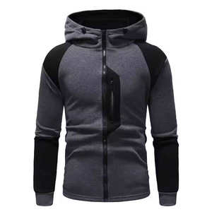 Sudadera con capucha gris negro para hombre, ropa de calle moderna, moda informal, sudadera deportiva, diseño de contraste elegante, sudadera activa ligera - Product Image 1