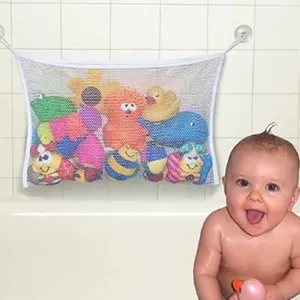 Borsa a rete per bagno per bambini Design a ventosa per giocattoli da bagno borsa per giocattoli per bambini borsa per giocattoli in rete rete organizzatore per appendere il bagno per neonati