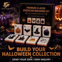 Ensemble de Mahjong Américain Pliable Portable de Luxe en Acrylique à 4 Couches pour Halloween, Personnalisable OEM ODM, Jeu de Divertissement