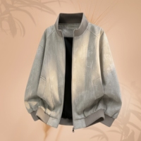 Blouson aviateur ample à col montant pour homme avec LOGO personnalisé, veste décontractée de baseball pour étudiant, veste polyvalente et tendance