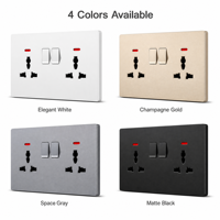 Luz indicadora LED, panel de PC, enchufe de pared universal, enchufe con interruptor de 6 pines, 16A 250V corriente máxima, enchufe con interruptor estándar del Reino Unido
