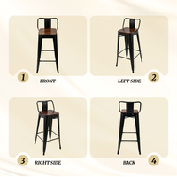 Chaises de bar empilables modernes pour l'extérieur, design contemporain, chaise en métal avec coussin en bois, chaise de restaurant, chaise d'hôtel, mobilier de bar pour événements et fêtes