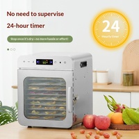 Déshydrateur alimentaire rotatif pour fruits, légumes et viandes, séchage à l'air, pour usage domestique et commercial - Construction en acier inoxydable et plastique, commande tactile
