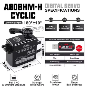 뜨거운 판매 AGFRC A80BHM-H 순환 서보 HV 38KG 0.085Sec 세차 플레이트 브러시리스 디지털 RC SAB GOBLIN 700 헬리콥터 - Product Image 4