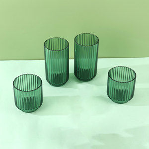 Flûtes <span class=keywords><strong>à</strong></span> champagne élégantes personnalisées en plastique incassable, style vintage, avec nervures, pour <span class=keywords><strong>vin</strong></span> et eau, couleur vert ondulé - Product Image 5