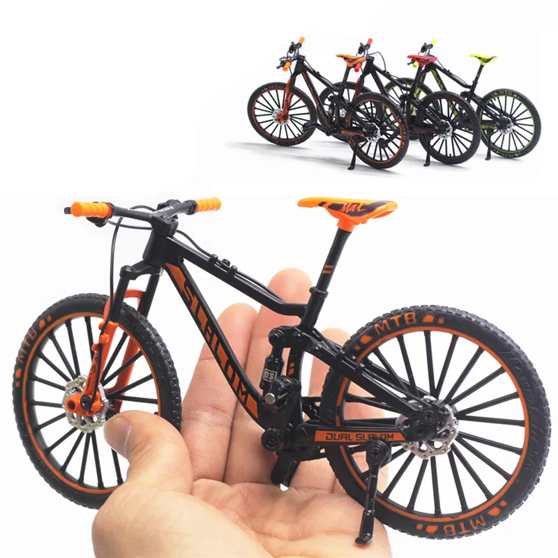 1:10 mini modelo de bicicleta de dedo, mountain bike, de bolso, simulação de fricção, metal, coleção engraçada, brinquedos para crianças