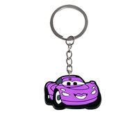 Porte-clés en caoutchouc souple personnalisé en usine, motif voitures de dessin animé, imprimé en typographie, durable, tendance 2026, cadeau promotionnel