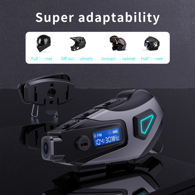K10 Waterproof Motorcycle Helmet HD Camera Video Recorder Wireless Headphones with Digital Display Battery Indicator JL Chipset