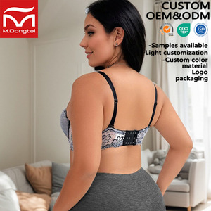 Reggiseno <span class=keywords><strong>con</strong></span> <span class=keywords><strong>Ferretto</strong></span> Senza Cuciture in Pizzo, Push-Up, <span class=keywords><strong>con</strong></span> Anello in Acciaio Morbido, Imbottitura Leggera, Regolabile, Taglie Forti, Copertura 3/4 per Adulti - Product Image 2