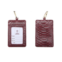 Aangepaste Kastanjebruin Snake Leather Lanyard Kaarthouder Voor Mannen Vrouwen ID Werknemer Kaarthouder Neck Card Purse