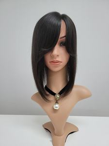 Perruque toupet en cheveux humains à clipser de 12 pouces, mi-longue et droite, noir naturel brun, WIGTS, livraison rapide, style gratuit, peignes intérieurs - Product Image 6