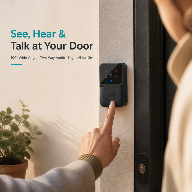 Home Security Video Door Phone Ring Doorbell Cloud Service WiFi Battery Powered 2-Way Audio Wide-Angle Lens Night Vision 30W