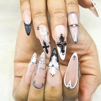 Uñas Postizas con Diseño a Mano, Estilo Dulce y Atrevido, Alta Calidad, Reutilizables